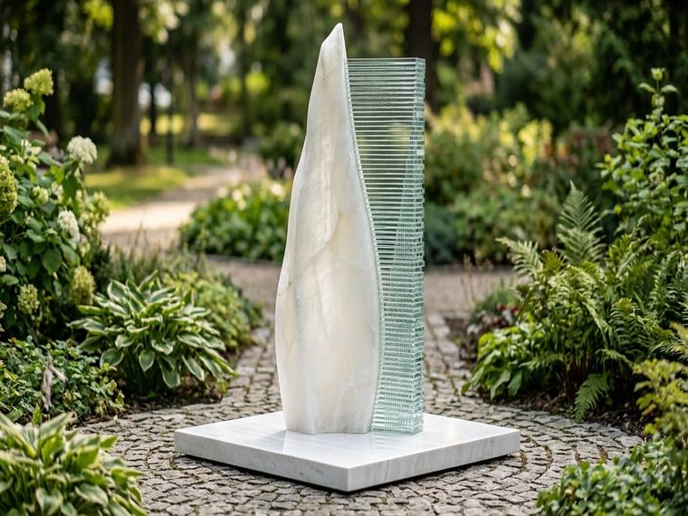 VetroLayer — biały alabaster o naturalnym przełamie ze szkłem warstwowym